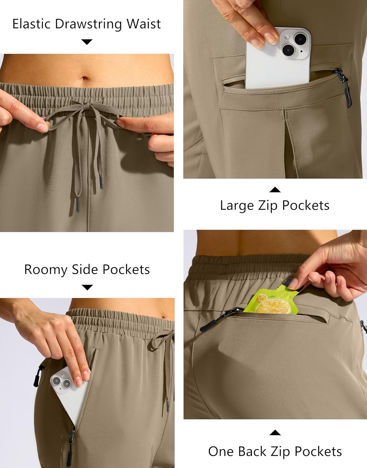 SANTINY Women's 10'' Lightweight Hiking Cargo Shorts with 5 Zipper Pockets Quick Dry Summer Long Travel Golf Shorts for Women - Image 4