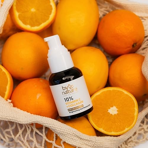 Miniatura 4 de By Nature Gel hidratante facial  10% vitamina C + péptido de colágeno hidratante iluminador para cara y cuello  Energiza e hidrata la piel opaca +