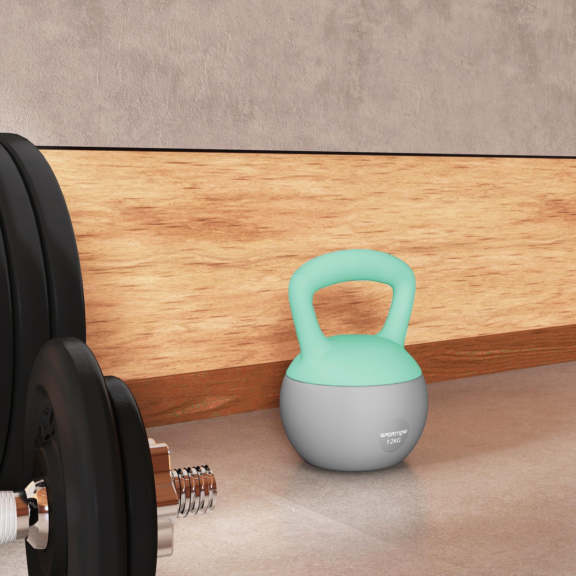 SPORTNOW Kettlebell 6/8/10/12kg - Collaborazione Aosom.fr x FFHandball - Manubrio con impugnatura antiscivolo per fitness allenamento cardio