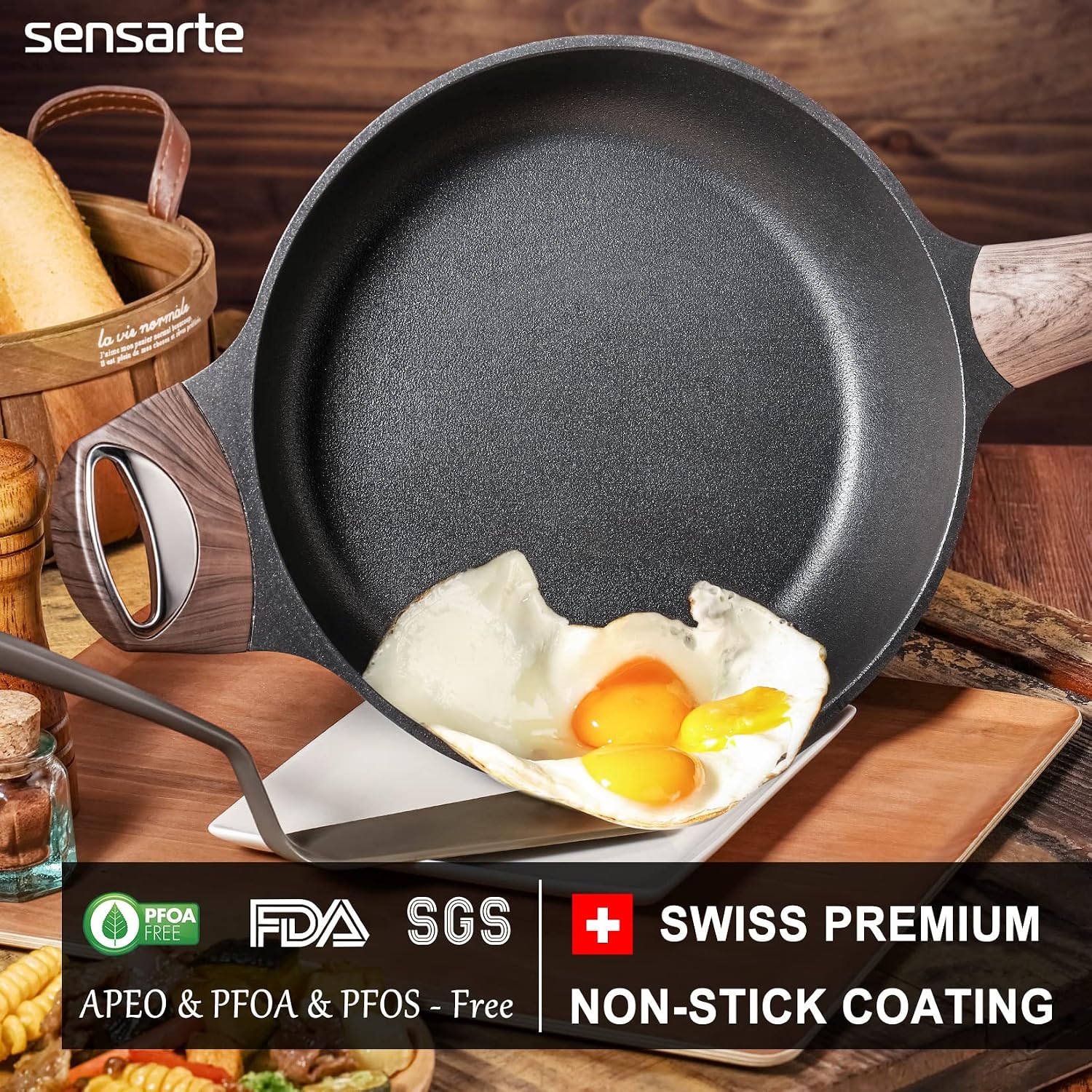 SENSARTE Frying Pan Bakelite Handle Accessories Repalcement Compatible(Black helper handle)