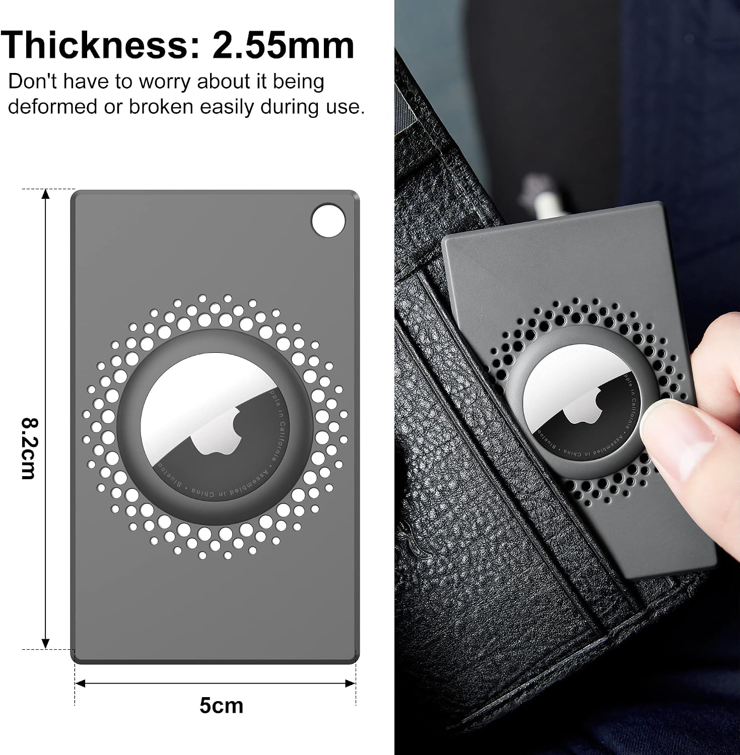 2 Pack for Airtag Wallet Holder(1st & 2nd Generation), Credit Card Size Wallet Case Holder for AirTag for Purse, Handbag, Clutch, Wristlet (Gray) image 2