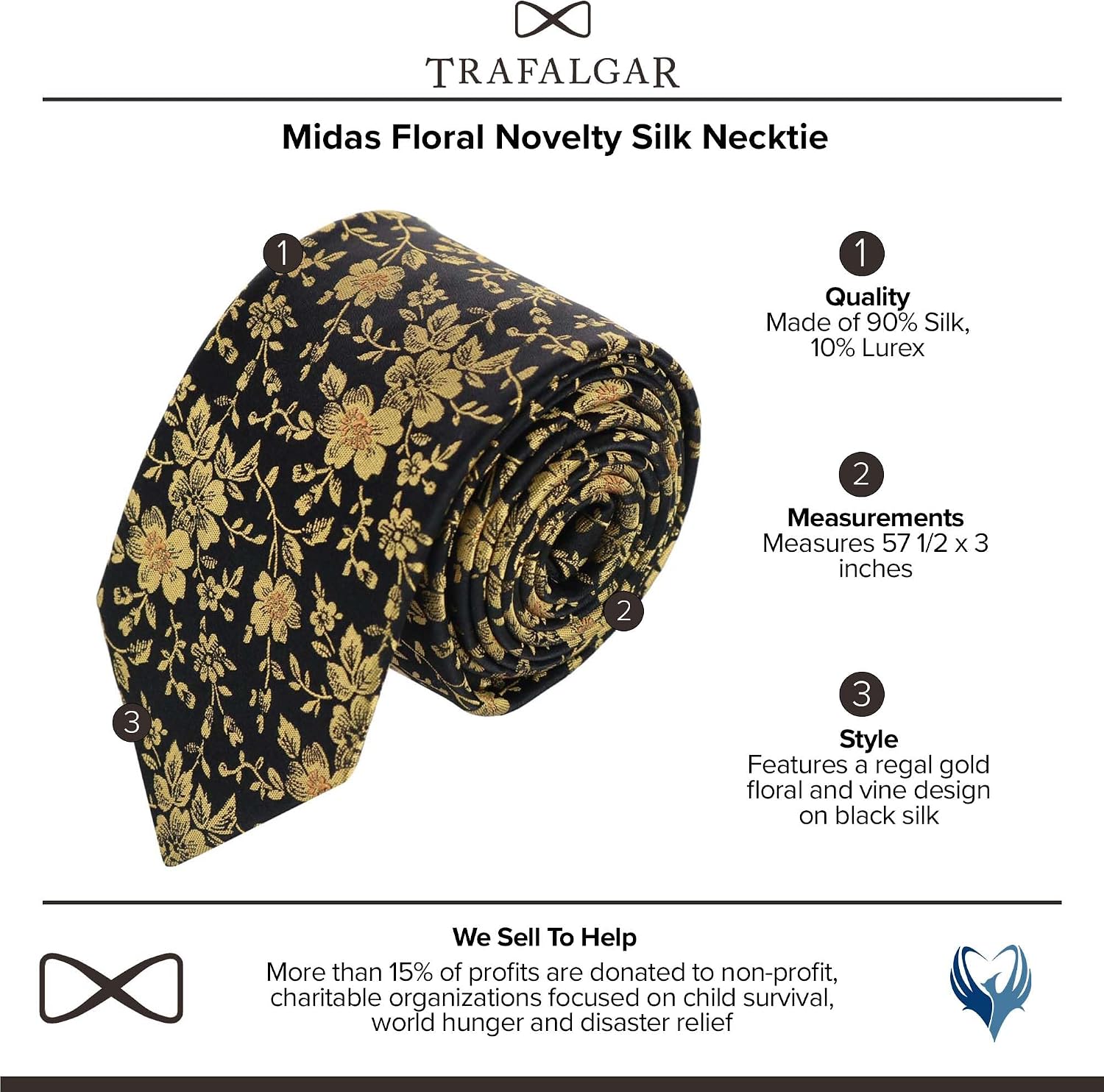 Trafalgar Men's Midas Floral Novelty Silk Necktie
