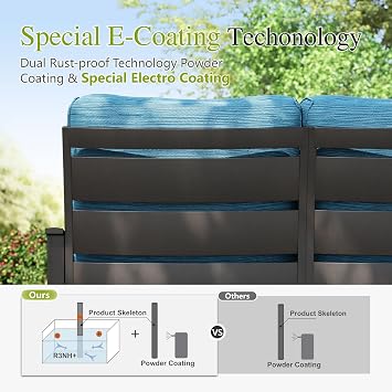 Sophia & William Metal Patio Furniture Set with Fire Pit Table,Peacock Blue