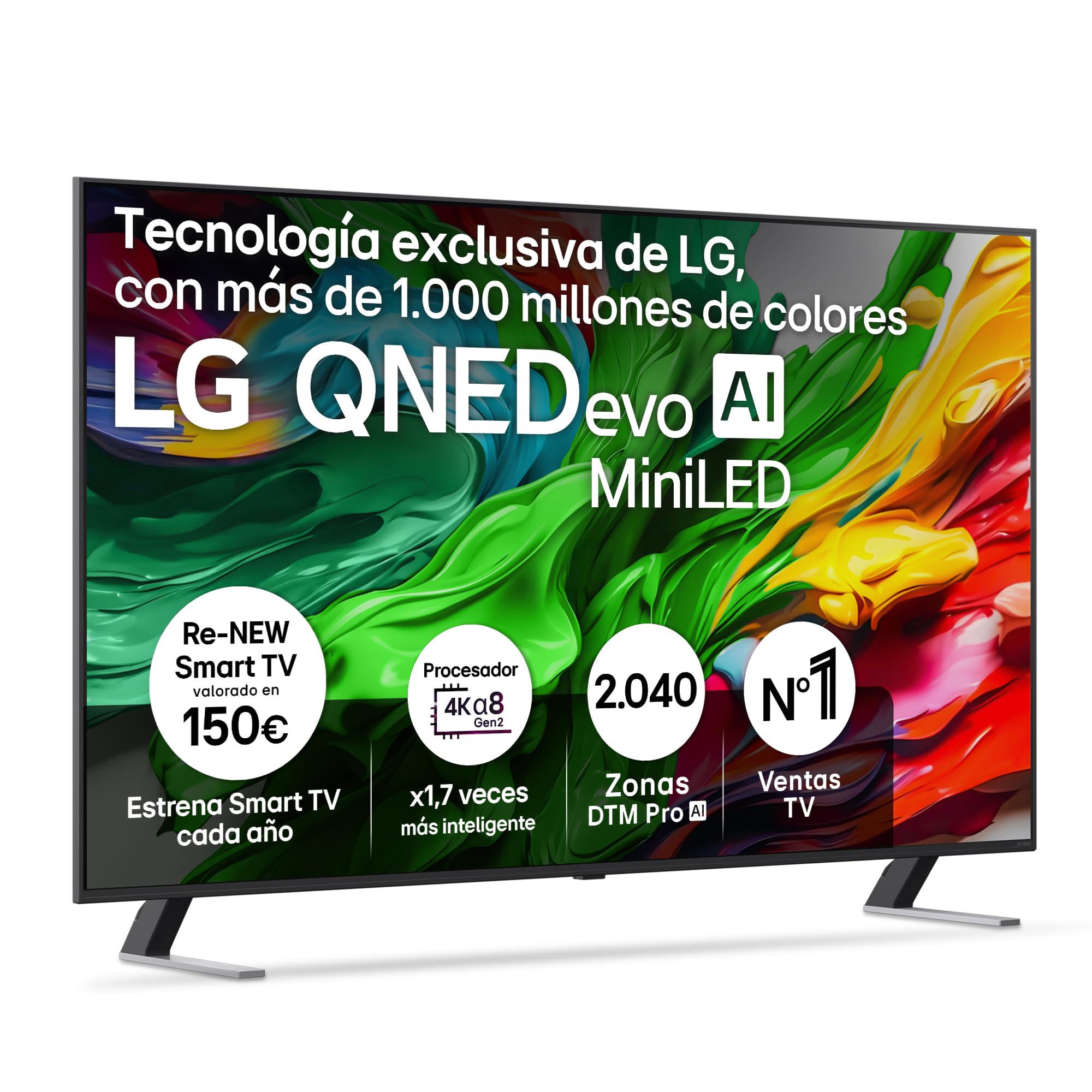 LG 65QNED85A6C - TV 65", 4K QNED EVO, Smart TV, WebOS 25, Procesador Potente e Inteligente, MiniLED AI, Super Upscaling, Dolby Vision y Dilgital Plus, Alexa/Google Assistant, Negro