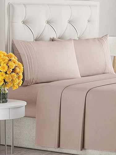 Vista 1042 de Juego de sábanas de 4 piezas tamaño king, extrasuaves, transpirables y refrescantes con esquinas profundas, sábanas de fácil ajuste y sin arrugas