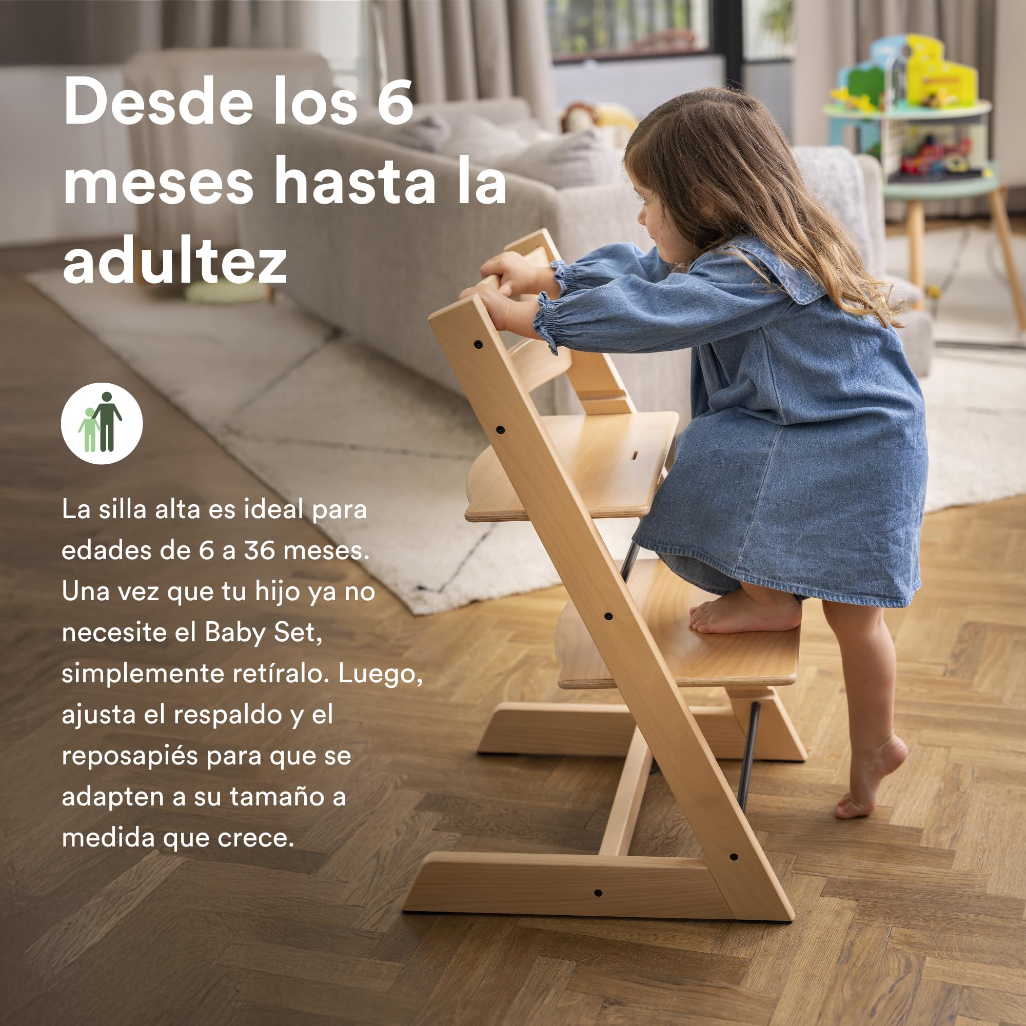 Trona Tripp Trapp de Stokke (Natural) con Bandeja Stokke (White) - Incluye Silla Tripp Trapp, Baby Set 2 para Niños de 6 a 36 Meses - Ajustable y Fácil de Limpiar