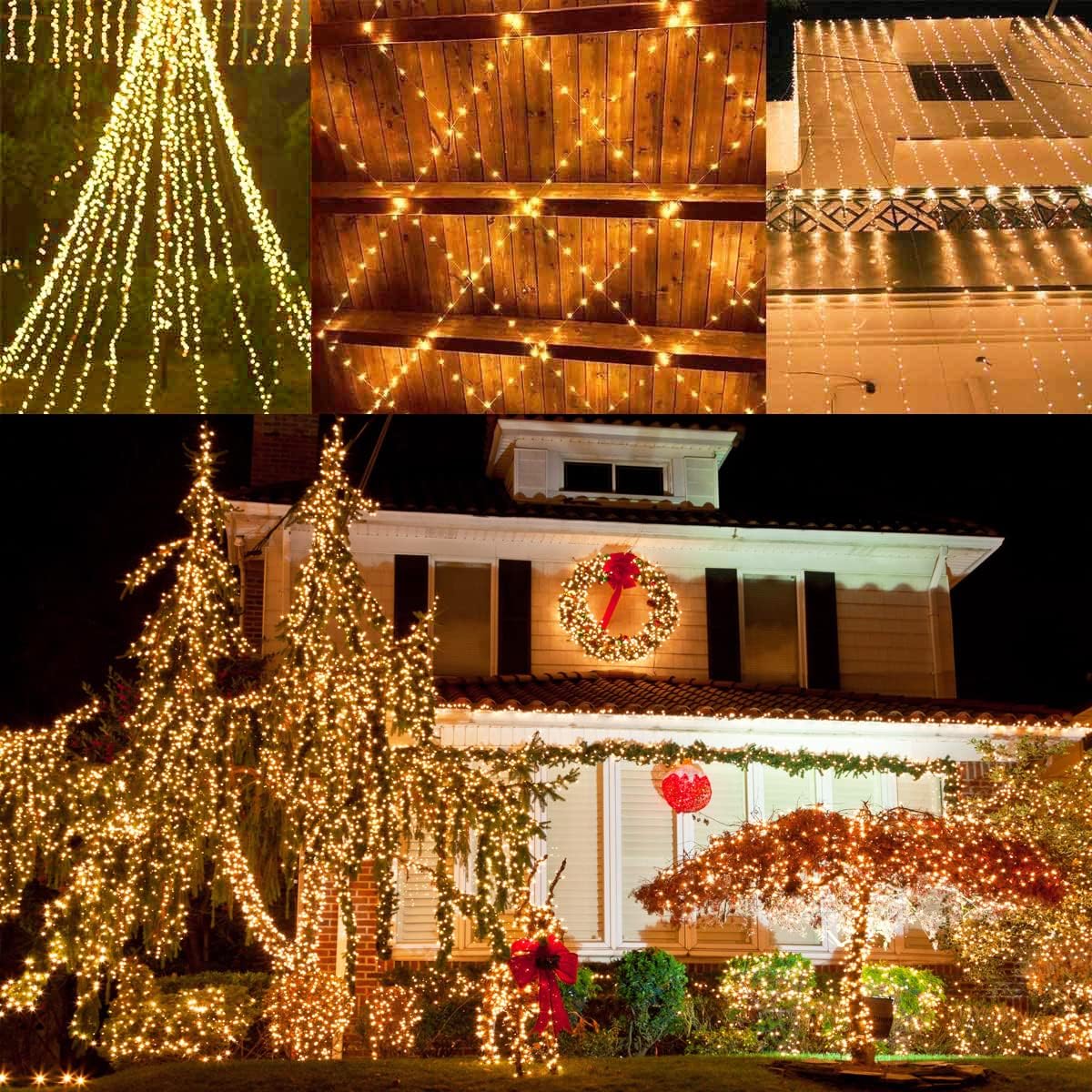 YIQU 2-Pack Solar String Lights Outdoor, Waterproof Copper Wire Solar Christmas Lights, 8 Modes Solar Fairy Lights for Garden Xmas Tree Patio Party (Warm White)