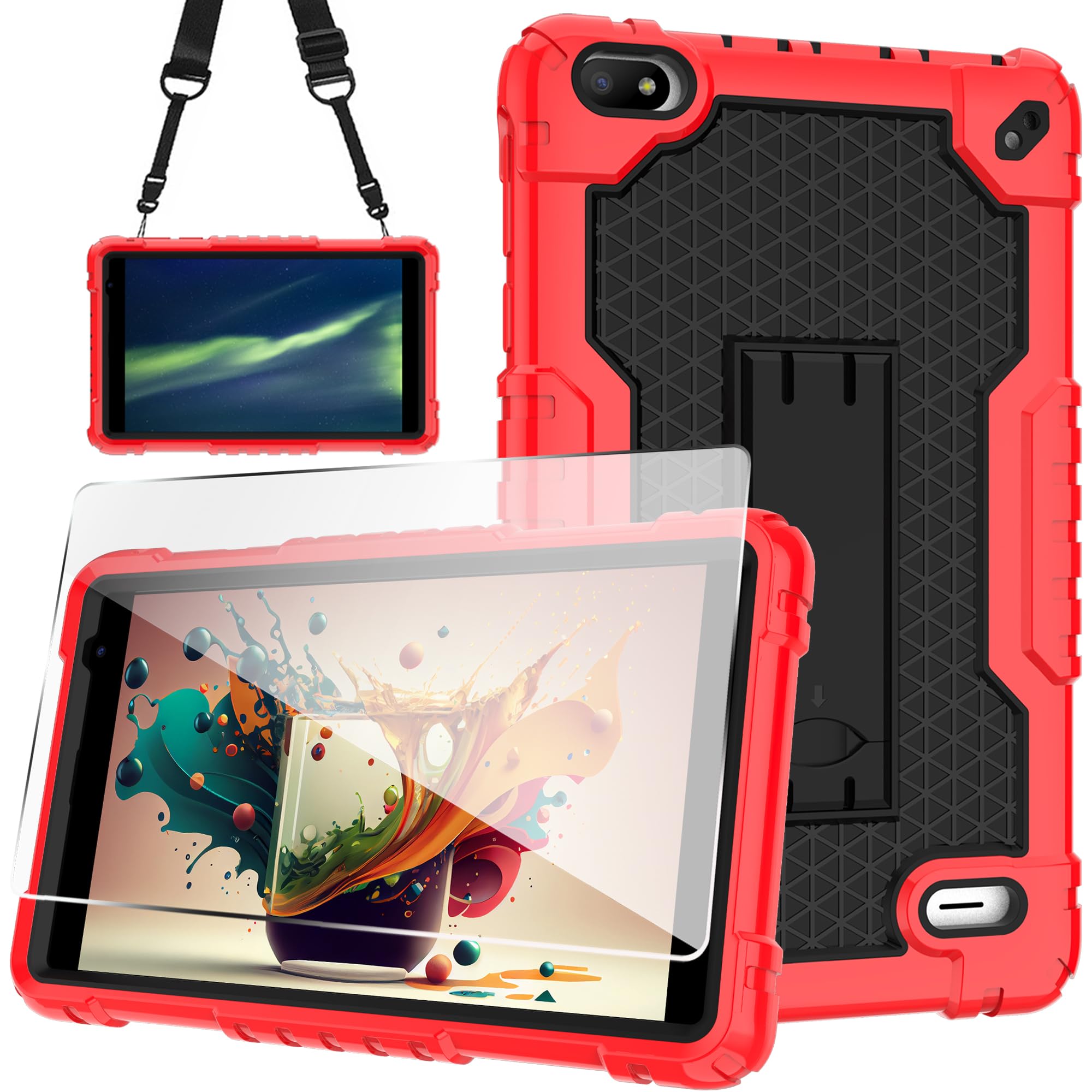Doemoil Case for BLU M8L 2022,BLU M8L Plus 8 inch Tablet - [Built-in Kickstand] Anti Slip Kids Friendly Shockproof Silicone Protective Cover with