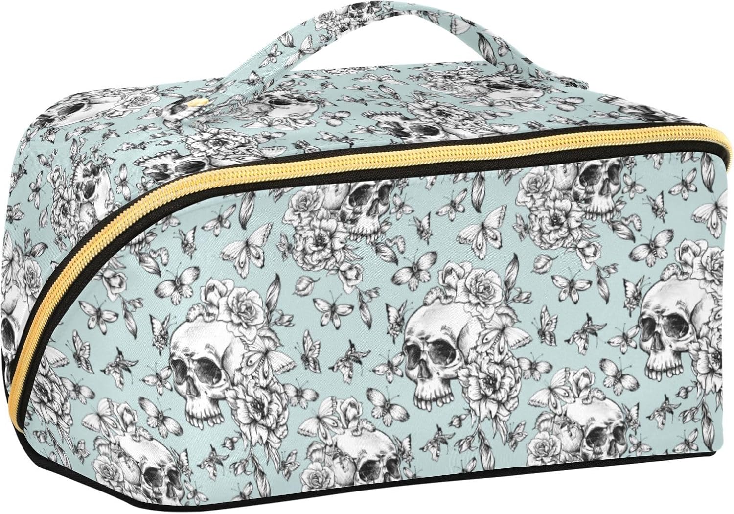 Makeup Organizer Bag, Vintage Goth Skull Travel Makeup Bags Makeup Vanity Case Large Capacity Rhombus Cosmetic Toiletry Bag for Girl Women Ladies