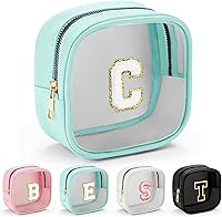 Vista 78 de YOOLIFE - Bolso transparente con iniciales para artículos de aseo personal para mujer, bolso de maquillaje y cosméticos impermeable, regalos de San