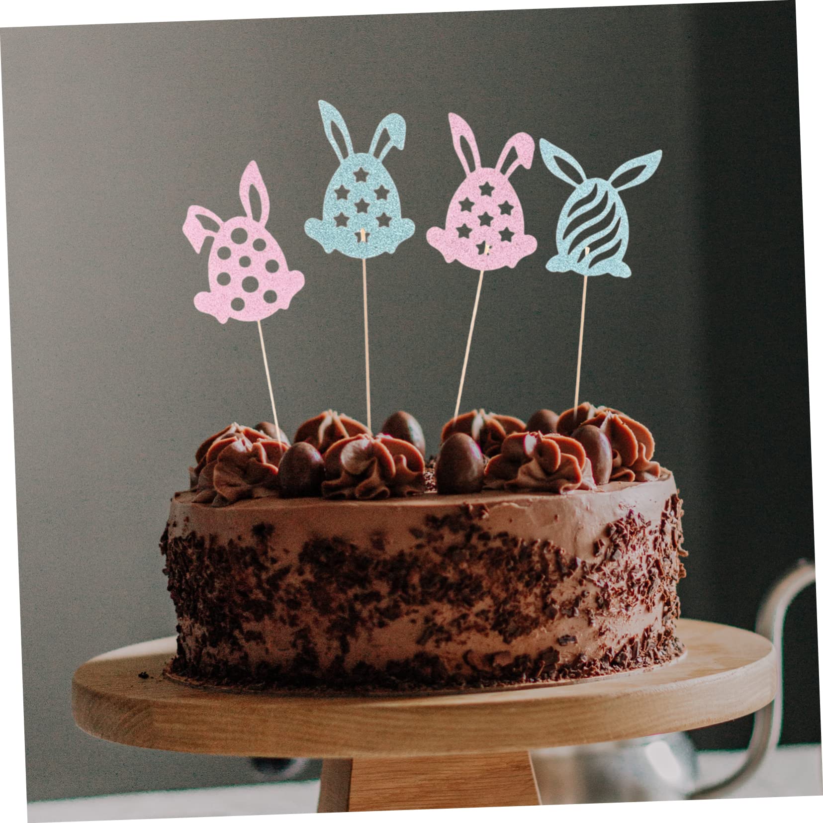 VILLFUL 1 Set Easter Decoration Easter Cupcake Toppers Bunny Food Party Cupcake Toppers Easter Bunny Cupcake Toppers Bunny Ear Cake Decoration Party Cake Decor Cake Pick Paper Dessert