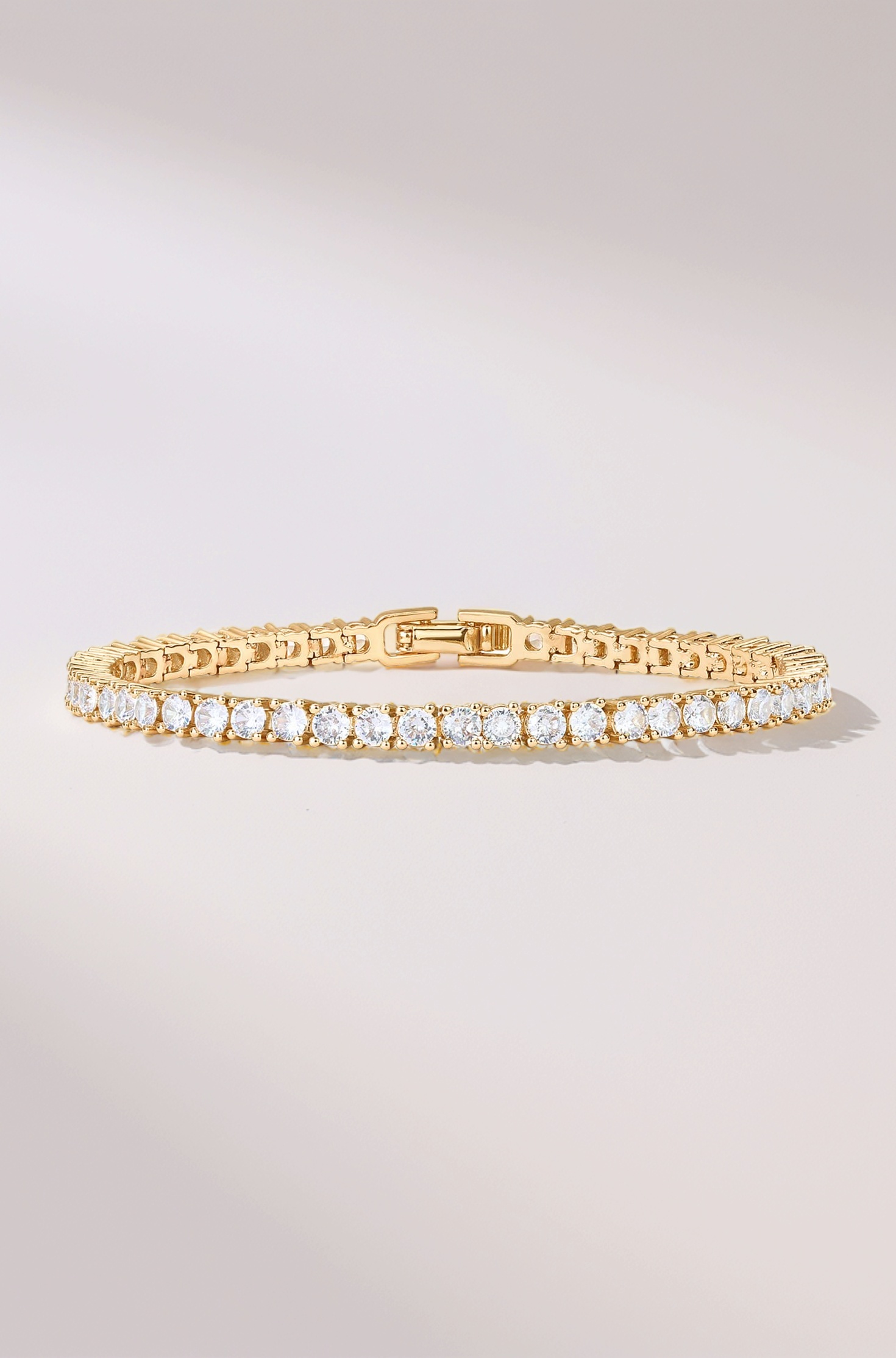 PAVOI 14K Gold Plated 3mm Cubic Zirconia Classic Tennis Bracelet | Gold Bracelets for Women | Size 7.5 Inch, Cubic Zirconia