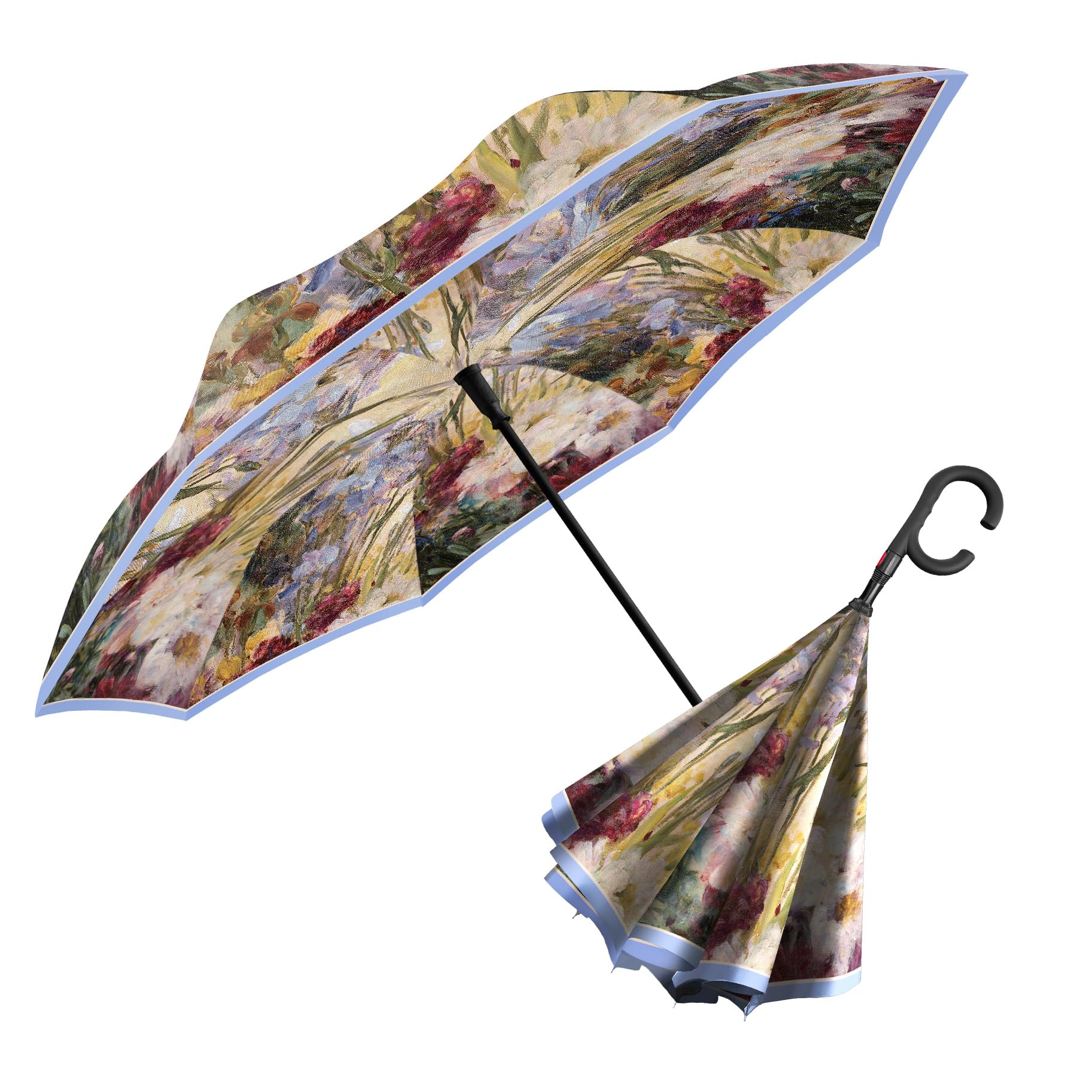 RainCaper Reverse Inverted (inside-out) Windproof Fine Art Reverse-opening Upside Down Umbrella with C-shaped Handsfree Handle Umbrella