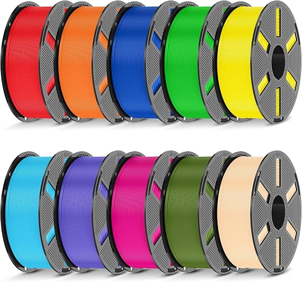 JAYO PLA filament 1,75 mm 11 kg, opakowanie filamentu, dobrze owinięty | Do drukarki 3D, 10 szpuli, czarny, biały, szary