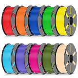 JAYO PLA filament 1,75 mm 11 kg, opakowanie filamentu, dobrze owinięty | Do drukarki 3D, 10 szpuli, czarny, biały, szary