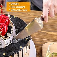 Vista 4 de Zhehao Paquete de 20 espátulas de pizza con mango de madera, acero inoxidable, espátula triangular antideslizante, fácil de agarrar, espátula