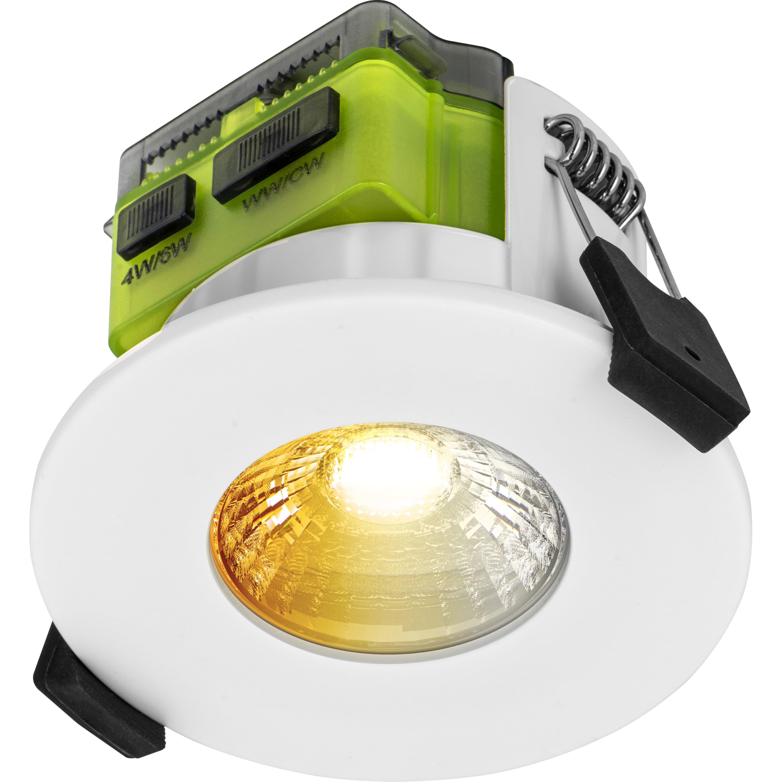 Luceco White Led Flat Downlight With Power Change And Dim2warm Colour Change, Fire Rated, Dimmable, Spotlight For Kitchen And Bathroom, Ftype Mk2, Ip65, 4W/6W, 690Lm, 3000-2400K & 4000K, Ftf6wd2w