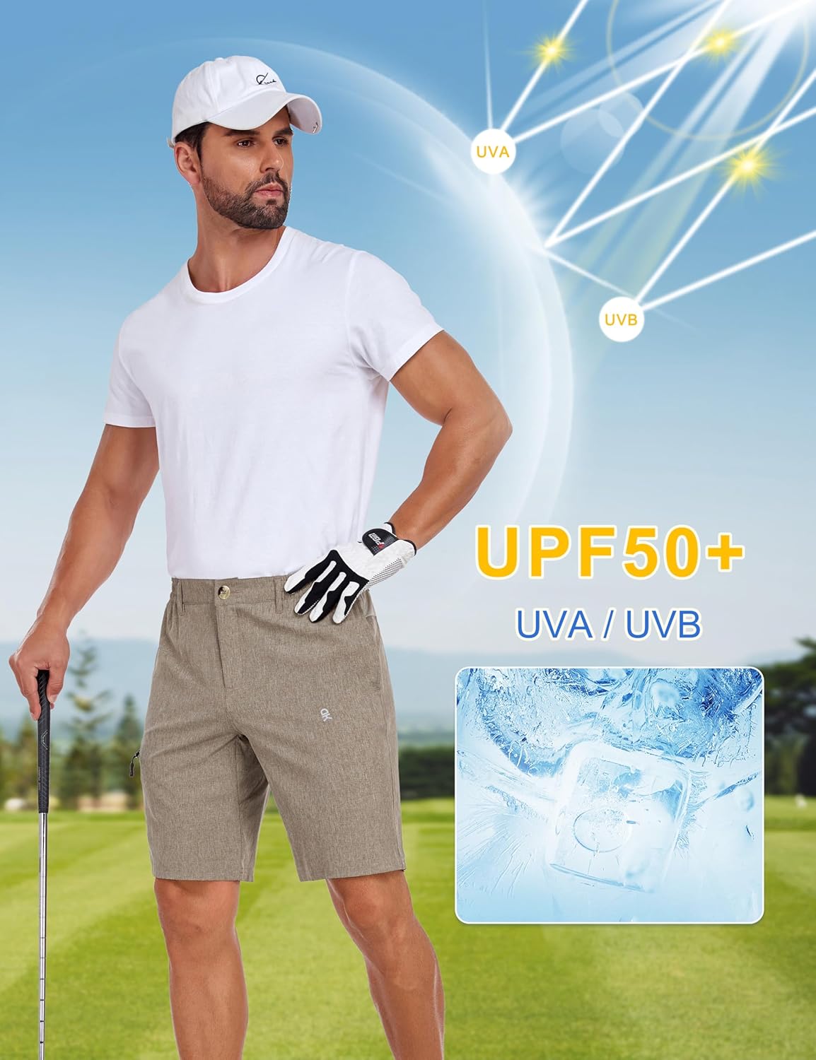 Little Donkey Andy Men's Golf Shorts Quick Dry Lightweight Breathable Casual Short with Elastic Waist 3 Pockets for Hiking - Image 3