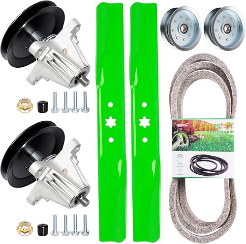 42 Inch Mower Deck Rebuild Kit Fits Cub Cadet XT1 LT42 XT2 LX42 XT1-42 XT2-42 Craftsman T8000 T7800 T210 lawn Mower Includes 2 Spindle 618-06976 2 Blade 742-04308 2 Idler GY22082 1 Belt 754-05021