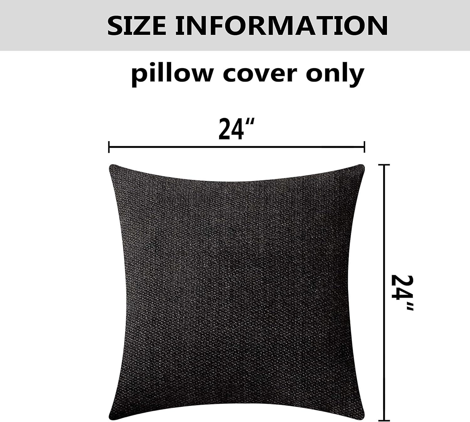 Home Brilliant Black Throw Pillow Covers for Couch Soft Chenille Europe Pillow Covers for Living Room Chairs Fall New Year, Pack of 2, 24 inches(60 x 60 cm)