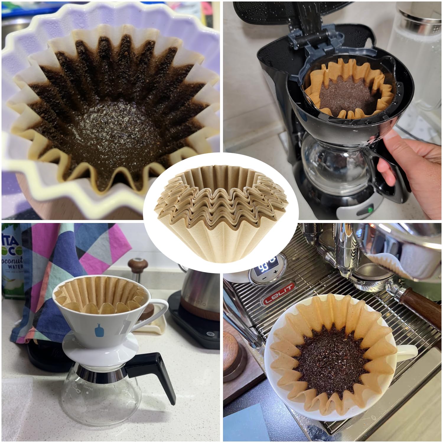Einweg-Kaffeefilter für 1–4 Tassen, Einweg-Papier-Kaffeefilternetze für Zuhause und Büro, Braun, 100 Stück