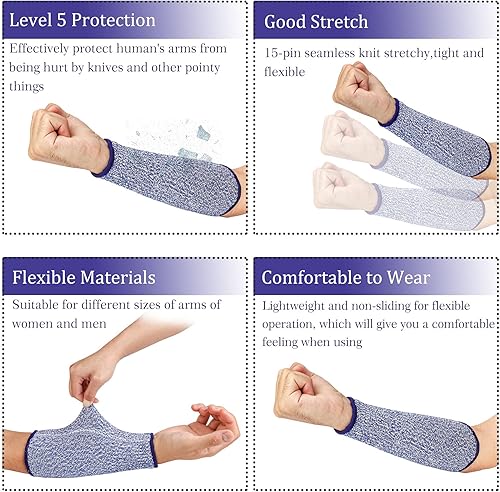 Miniatura 3 de 5 pares de mangas de protección para antebrazo resistente a los cortes nivel 5 protectores de brazo a prueba de mordeduras, protectores de brazo de