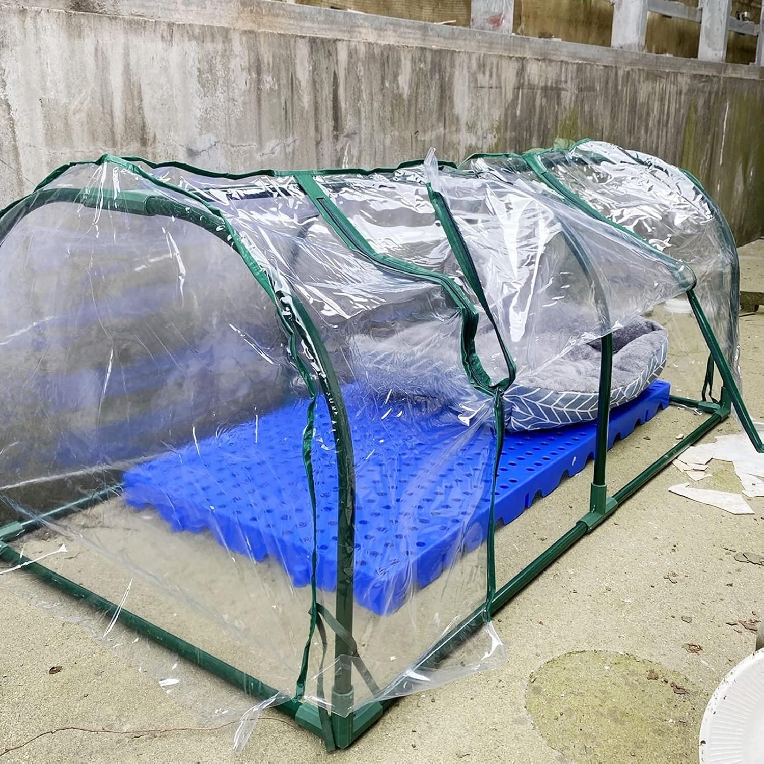 Nowy materiał o dużej nośności Tace plastikowe, siatka odporna na ścieranie, regały magazynowe, oddychające tace polietylenowe, wysokość 5 cm, łatwe układanie w stosy (kolor: niebieski - opakowanie 2