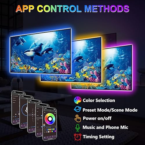 Miniatura 2 de Retroiluminación LED para TV de 6.6 ft6.6 pies, tira de luces LED RGB, kits de iluminación sesgada alimentada por USB, tira de luces LED con