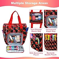 Vista 3 de Yarn Storage Tote, Knitting Bag, Portable Storage Bag for Yarns, Tote-Large Capacity Crochet Organizer Crocheting Kit, Crochet Hooks & Needles, Yarn