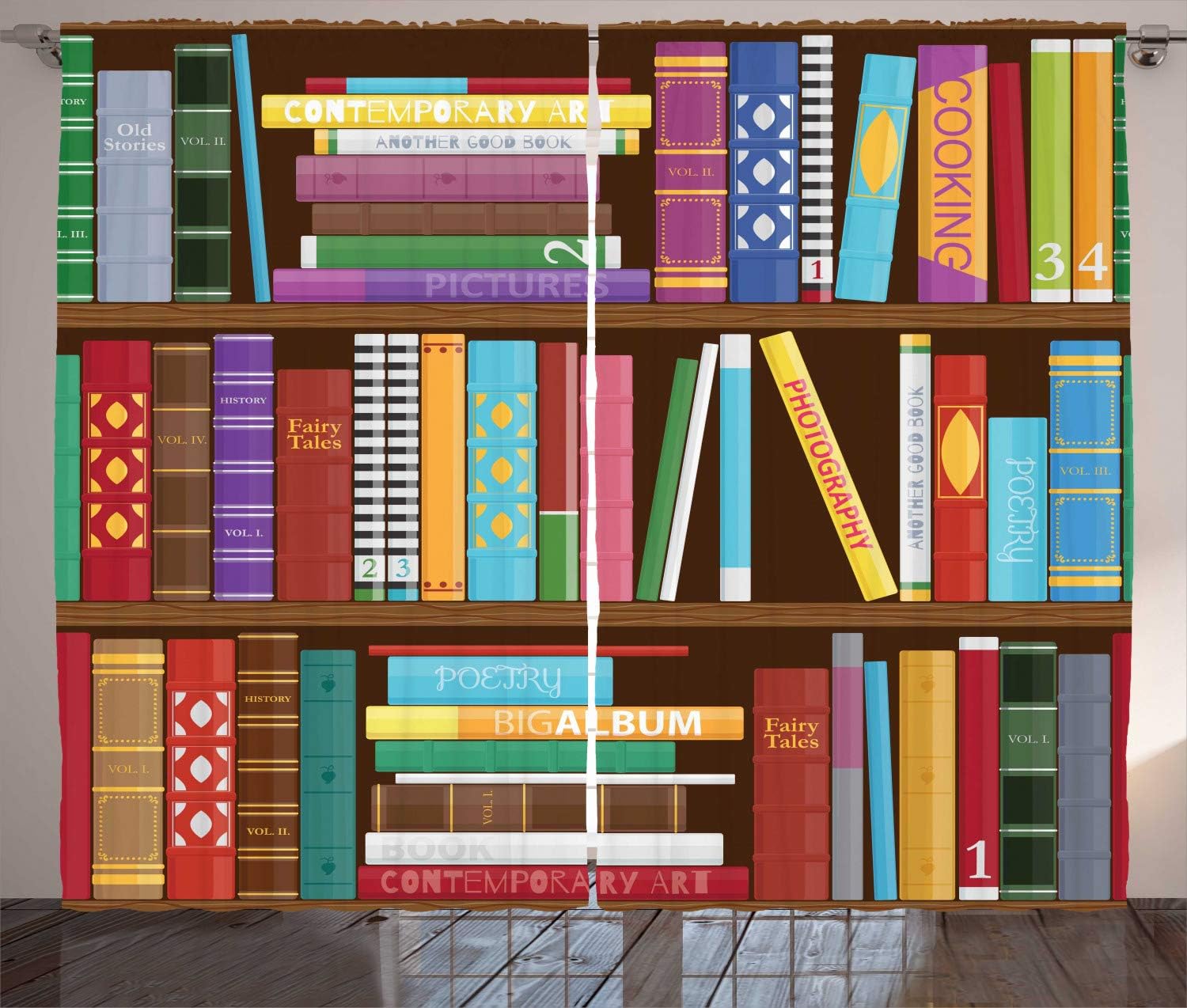 Abakuhaus Bookshelf Curtains Digital Drawing Graphic Of Home Library With Books About Different Subjects Image Living Room Bedroom Window Drapes 2 Panel Set 96 L X 110 W Multicolor Amazon Co Uk Home Kitchen Abakuhaus Bookshelf Curtains Digital Drawing Graphic Of Home Library With Books About Different Subjects Image Living Room Bedroom Window Drapes 2 Panel Set 96 L X 110 W Multicolor Amazon Co Uk Home Kitchen