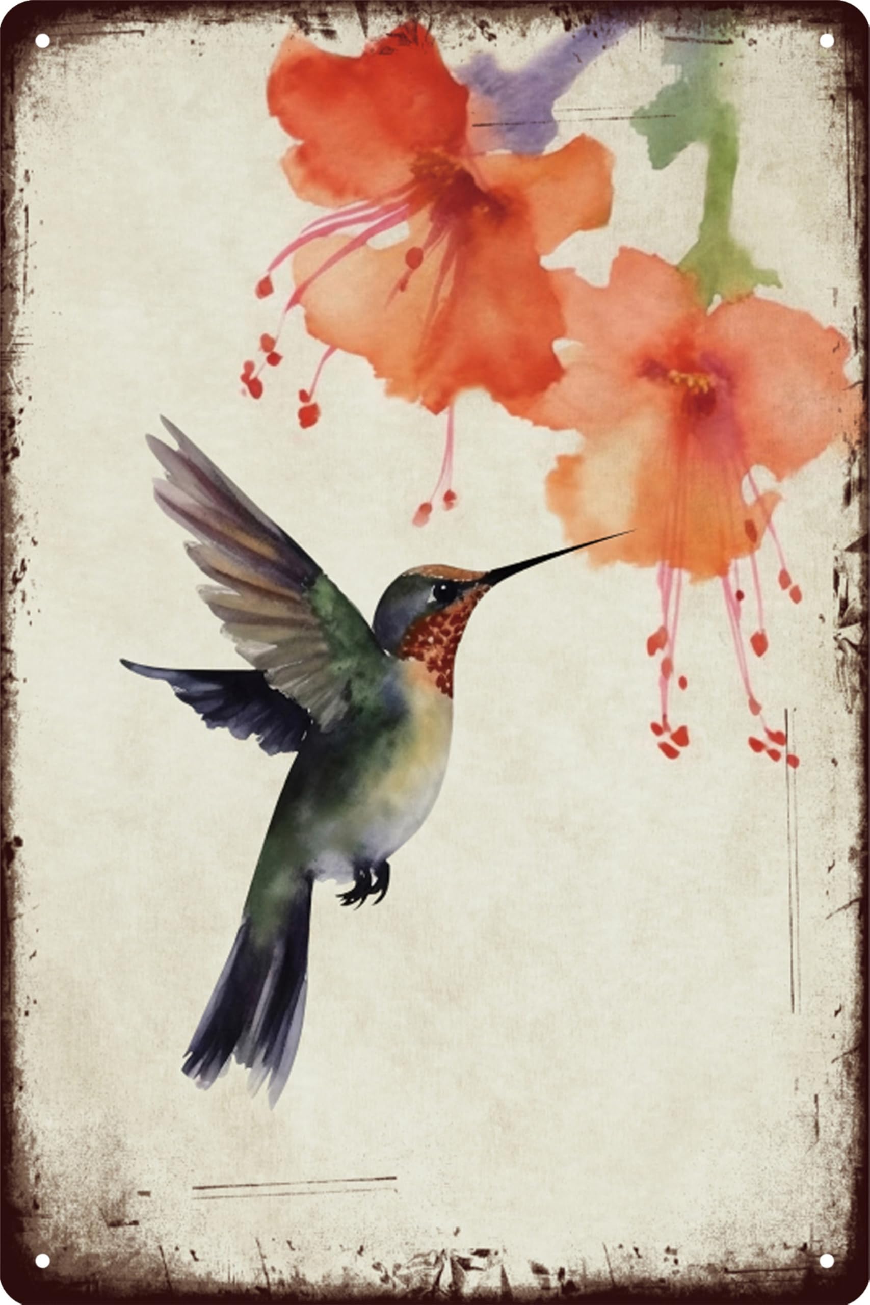 Formeyart Bird-5 Retro Bird Tin Sign,Featuring Seasonal Birds Metal Sign,Suitable For Chinese-Style Wall Decor,Metal Poster For Cafe,Office,Classroom,Studies,Living Room,And Restaurant,8X12 Inches (Bird-5)