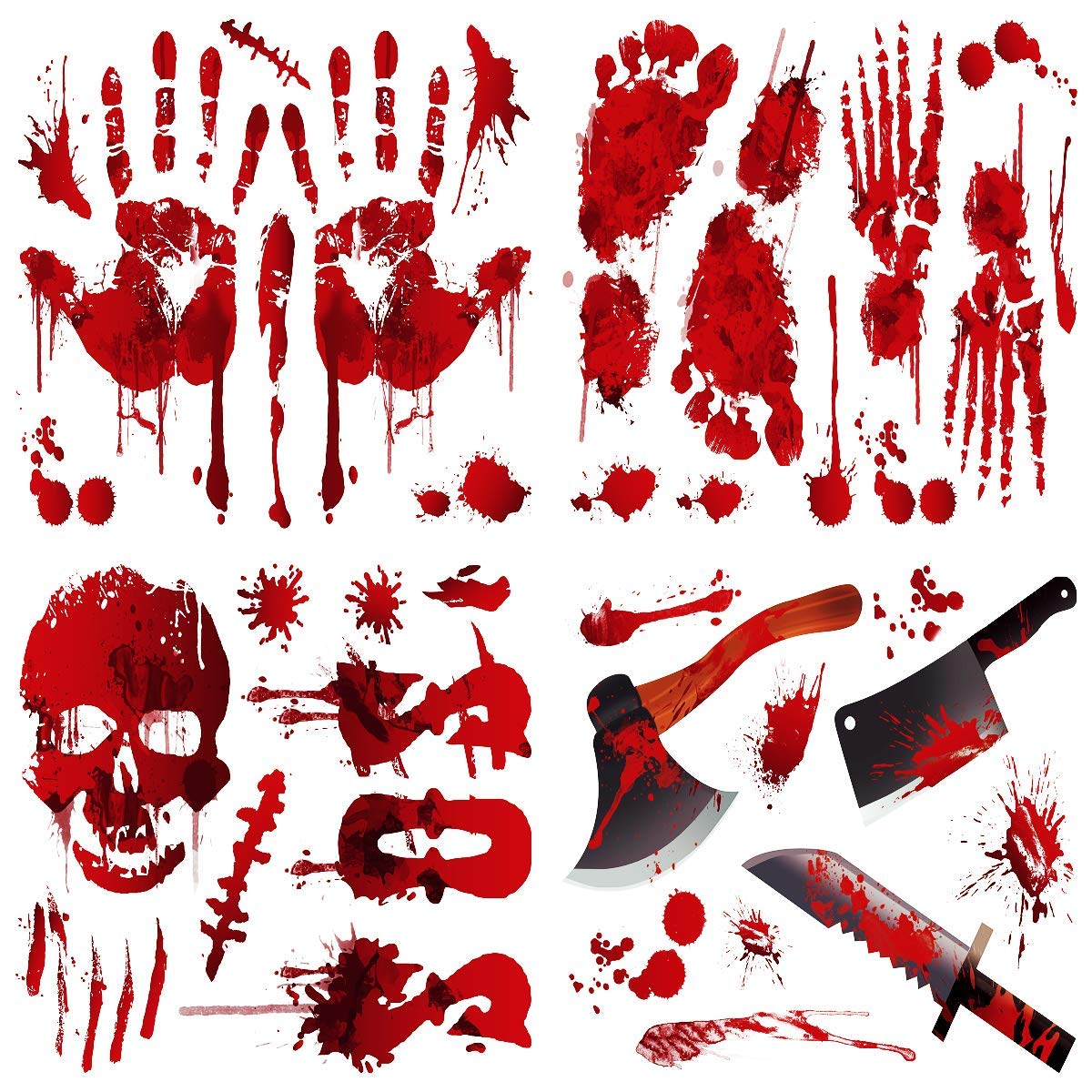 Buy GoHoKi 8 Sheets Halloween Bloody Handprint Footprint Stickers
