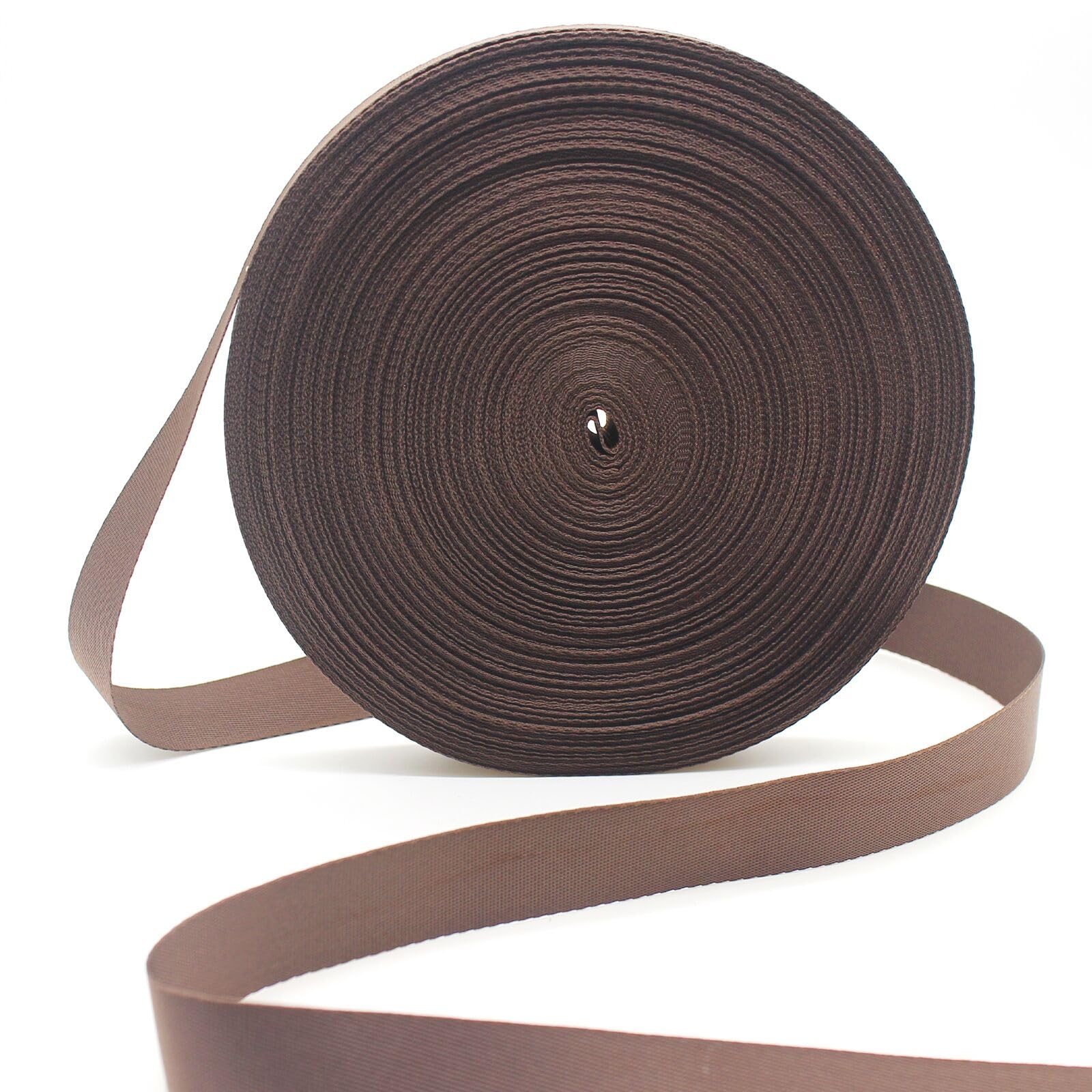 ZHFMILY 1 inch Nylon Webbing Straps for Sewing Bags 50 Yards 25mm Coffee Heavy Canvas Webbing Strap with Buckles-Lawn Chair Replacement-Hammock-Pet-Crafts &amp; Projects Supplies