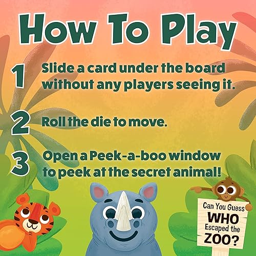 Miniatura 3 de ROO GAMES Peek-A-Boo Zoo - Sé el primero en descubrir al animal perdido - para mayores de 3 años - Un juego de mesa de adivinanzas para niños