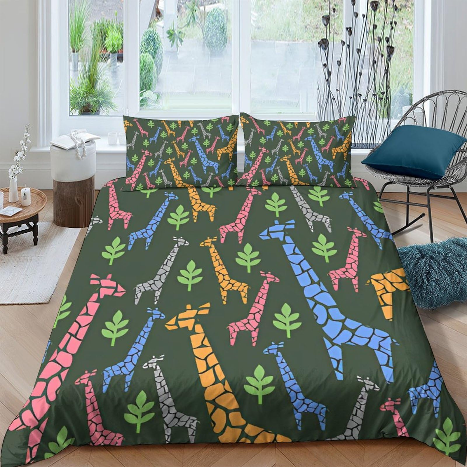 Housse de couette 3D girafe en microfibre douce double 200x200