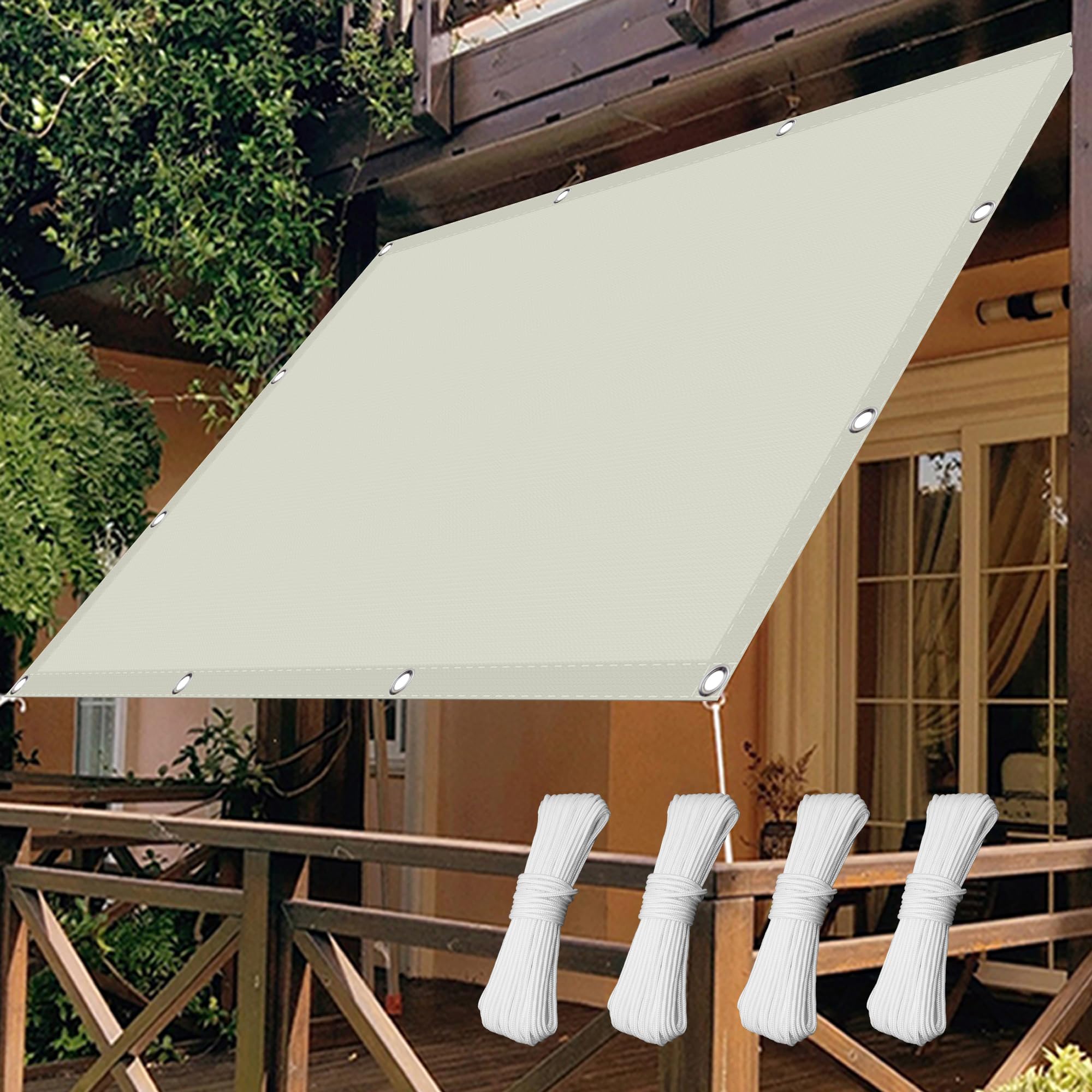 Voile d'ombrage camping et jardin crème pour ombrager vos repas