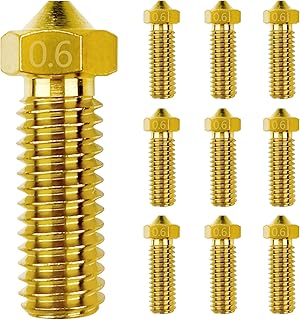Hyhpsjiee 10pcs Volcano Brass Nozzles Kit M6 Lengthen extruder Thread Nozzles for 3D V5 V6 0.6mm Extruder Nozzles for 1.75mm Filament 3D Printer Parts