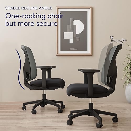 Miniatura 6 de GABRYLLY Silla de escritorio de oficina, silla ergonómica de malla con respaldo medio, silla de trabajo para computadora con reposabrazos anchos y