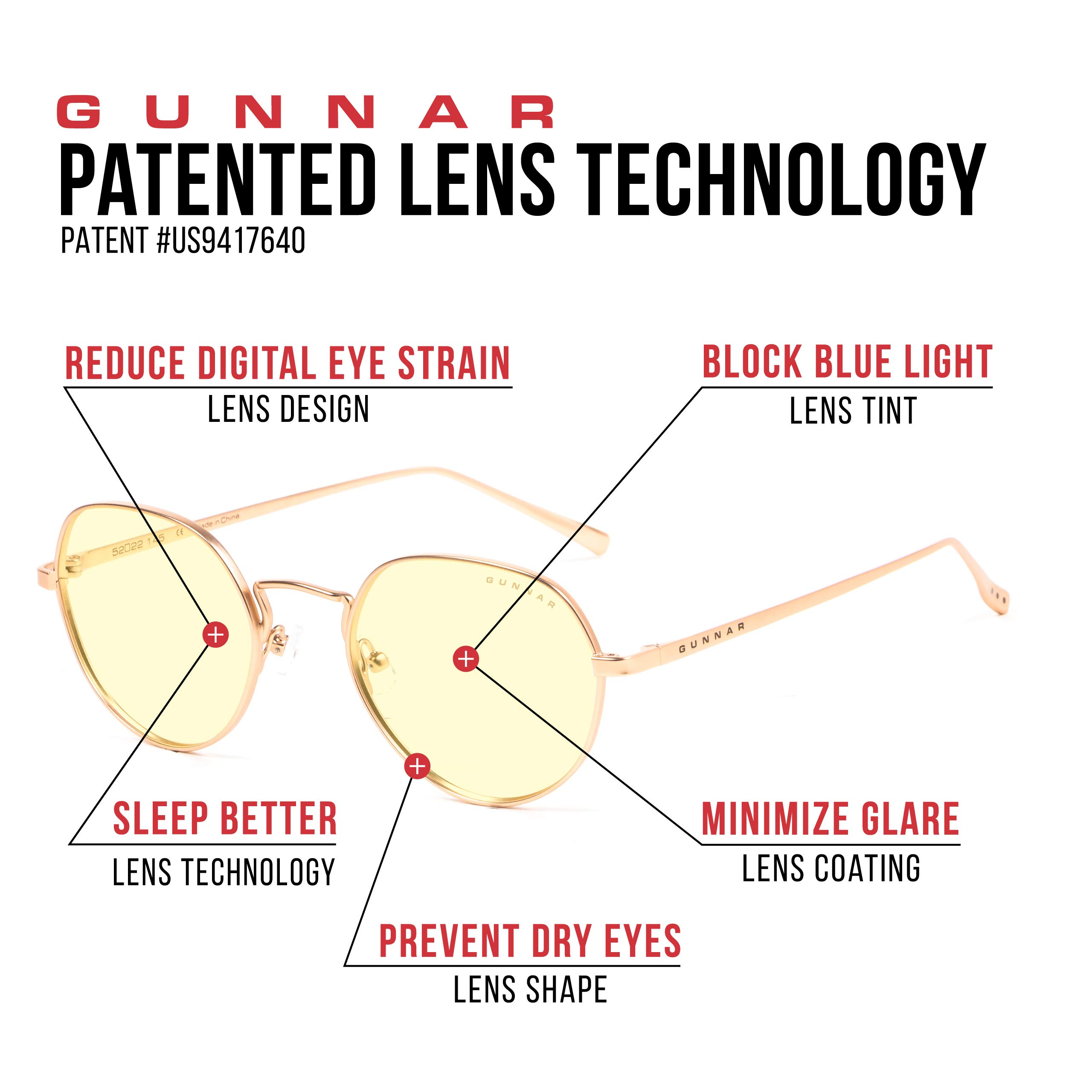 Gunnar Gaming- und Computerbrille - Infinite - Blaulichtfilter Brille, Premium Blaufilter, UV-Schutz, | Computer-/Gaming-Brille - Infinite - Blaulichtfilter - Patentierte Technologie