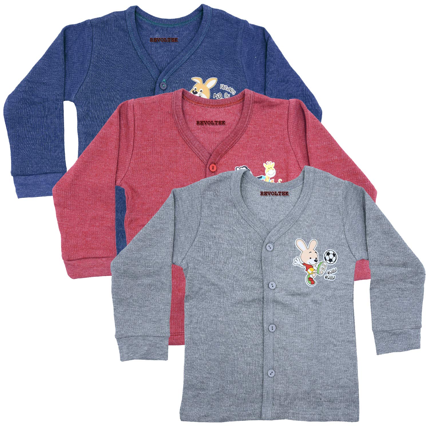 81BeeCQLD3L._SL1500_ REVOLTEK Newborn Baby Unisex Winter wear Warm Round Neck Full Sleeve Thermal Upper top Pack of 3