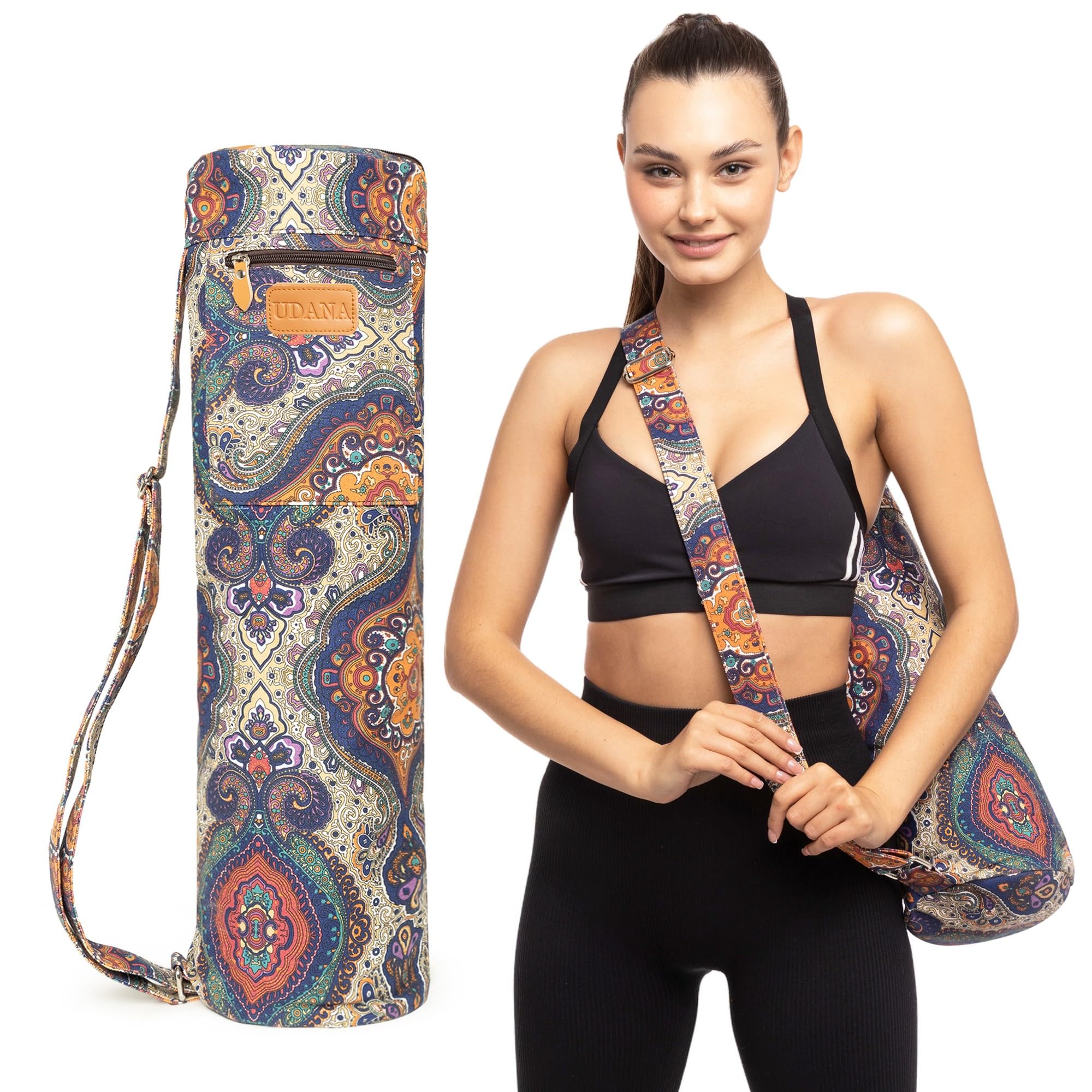 UDANA Yoga Mat Bag – Celestial – Large Fit (Fits Mats Up to 27" x 6.5") – Extra Roomy Yoga Carrier with 3 Pockets – Travel, Studio, Gym