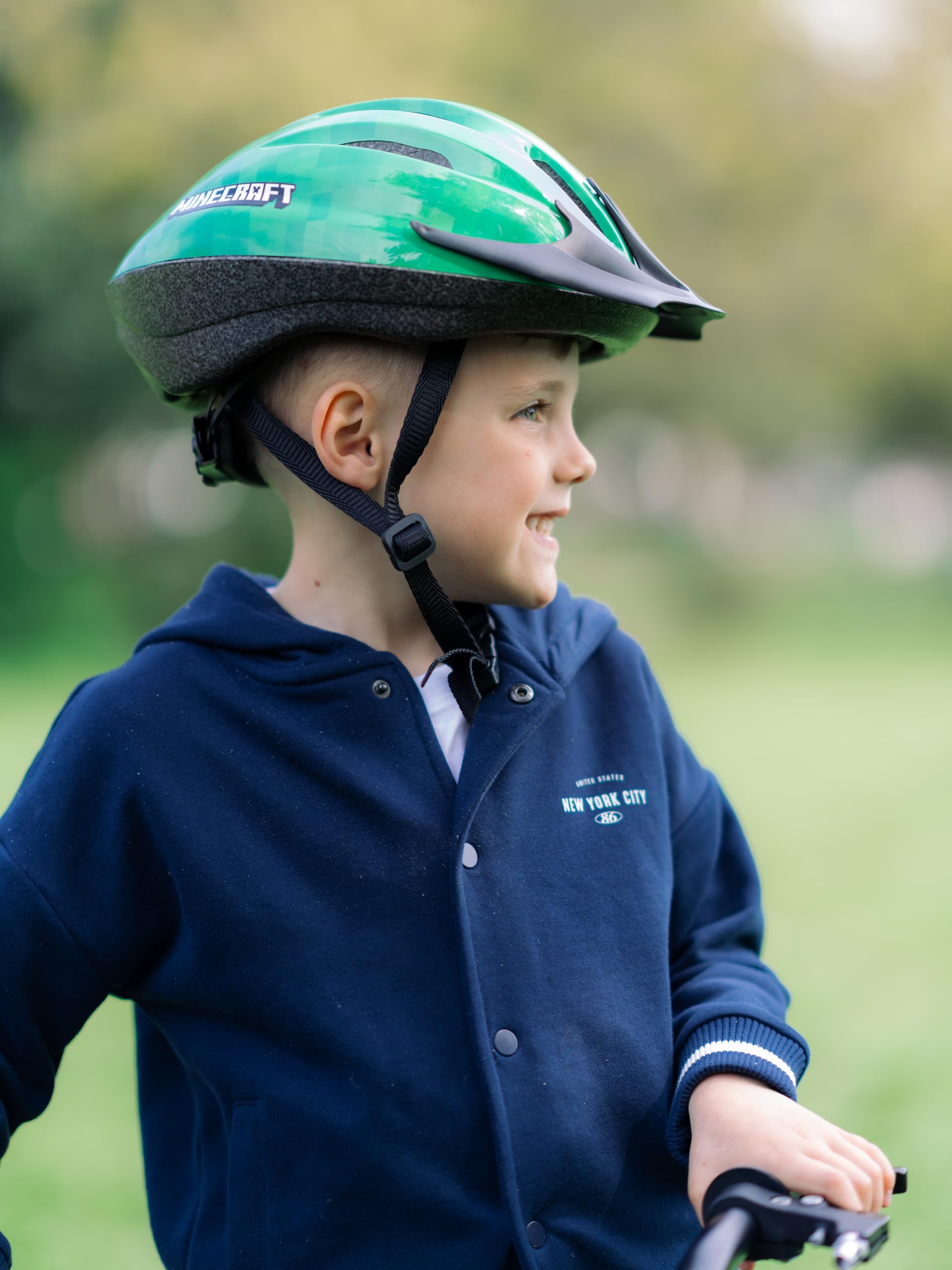 Minecraft Casque de vélo pour Enfants - Design Officiel Creeper - Casque de sécurité réglable pour garçons et Filles à partir de 3 Ans - Protection légère pour Tour de tête de 50 à 54 cm Huffy
