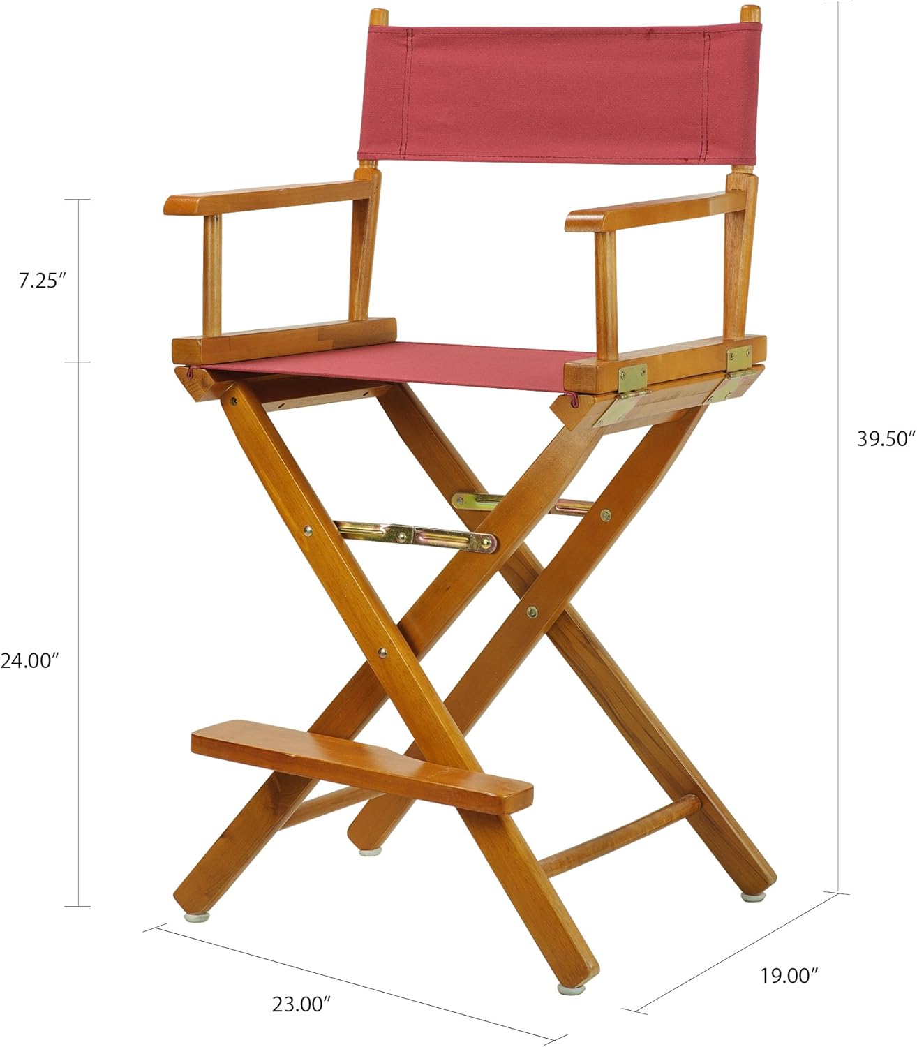 Casual Home Director's Chair ,Honey Oak Frame/Burgundy Canvas,24" - Counter Height