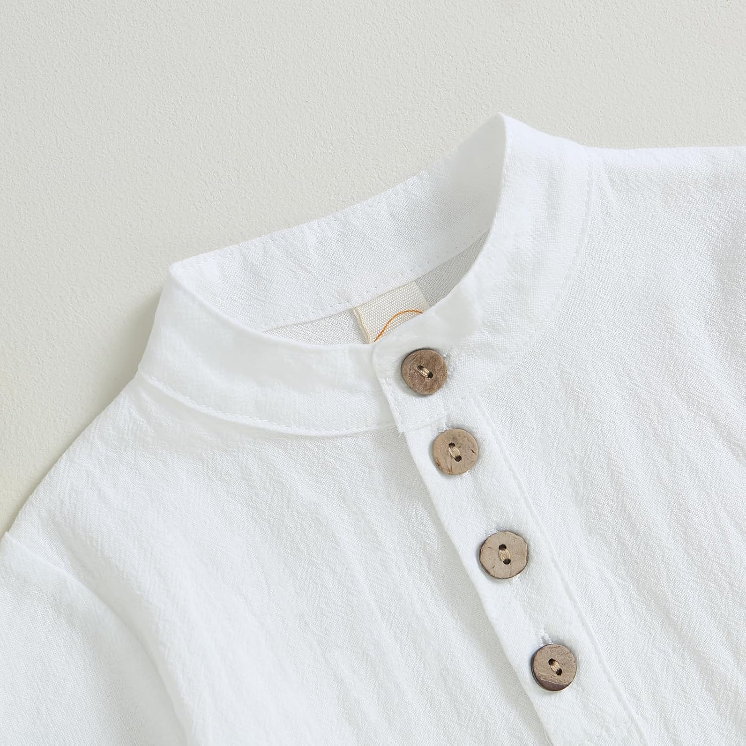 Karuedoo Toddler Baby Boy Clothes Cotton Linen Henley Shirts Button Down Long Sleeve Shirts Casual Pants Set - Image 4