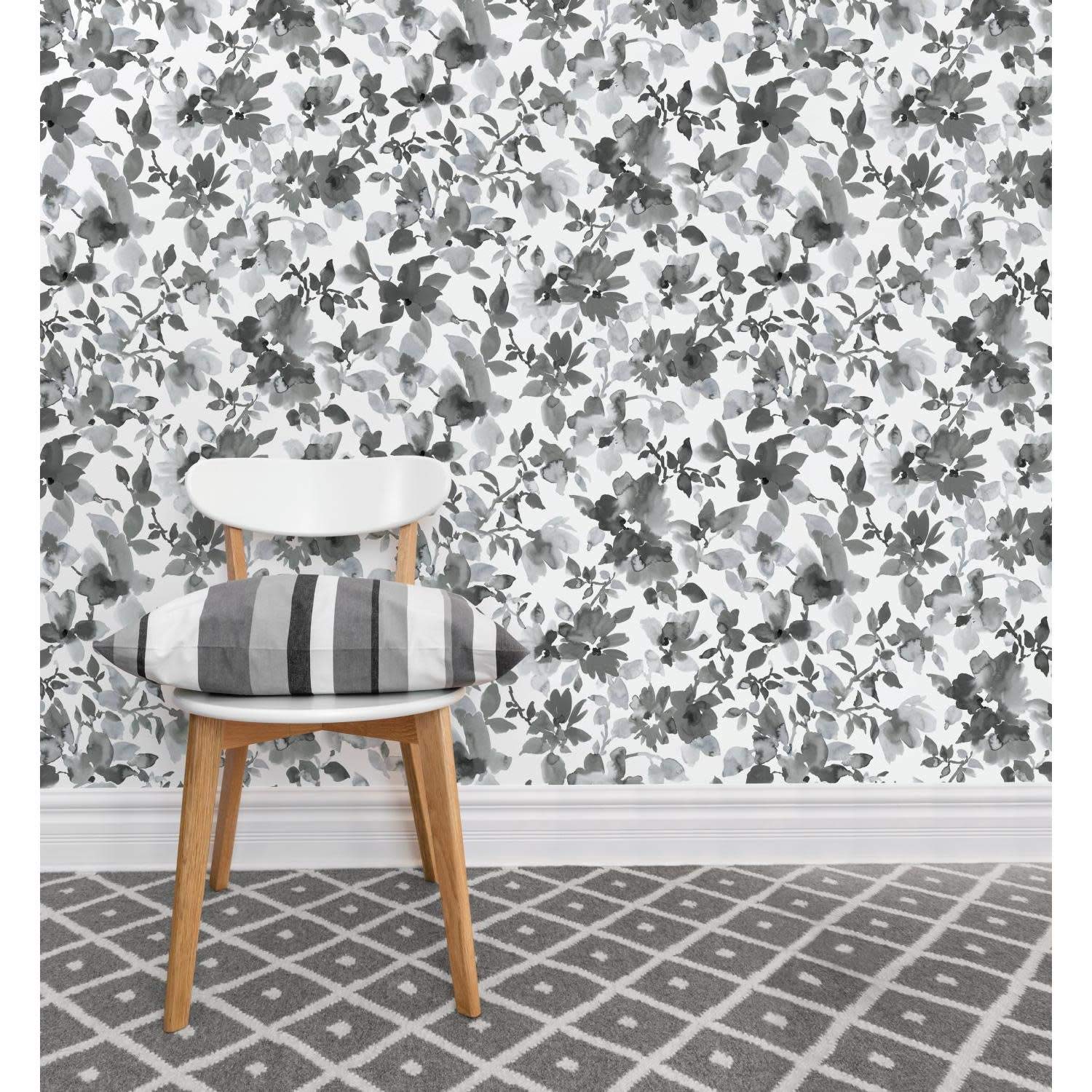 RoomMates Bright Watercolor Floral Peel and Stick Wallpaper, Pink, Blue, 41.9 x 52.1 cm - Image 2