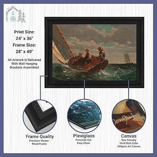 Miniatura 2 de Lost Cabin Breezing Up de Winslow Homer  Marco biselado negro de lienzo  Reproducción de pinturas de obras de arte finas  Póster decorativo