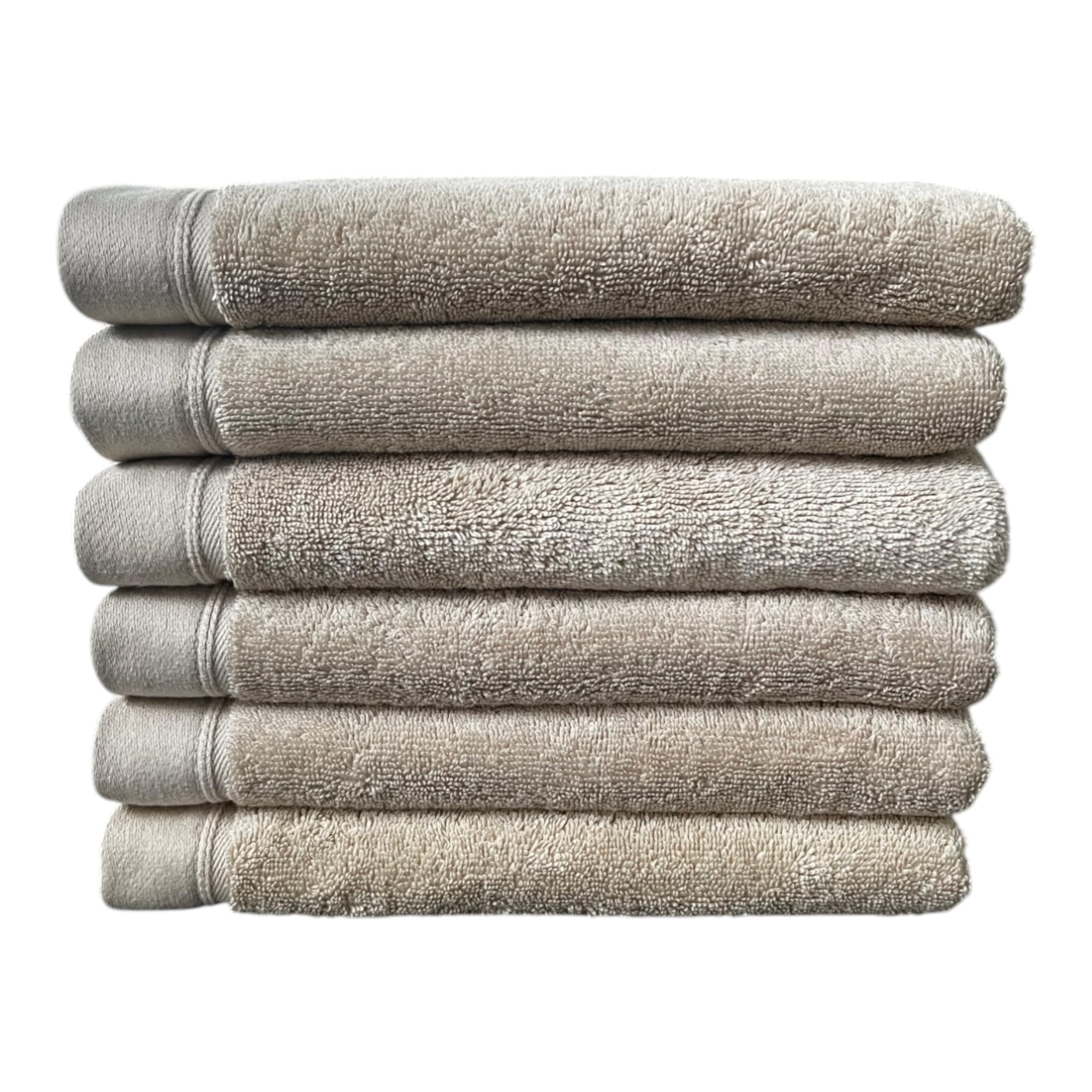 Set di asciugamani di alta qualità (Confezione da 6) beige, 100 x 50 cm, 100% cotone, 580 g/m2, certificato Oeko-TEX®, prodotto in Portogallo
