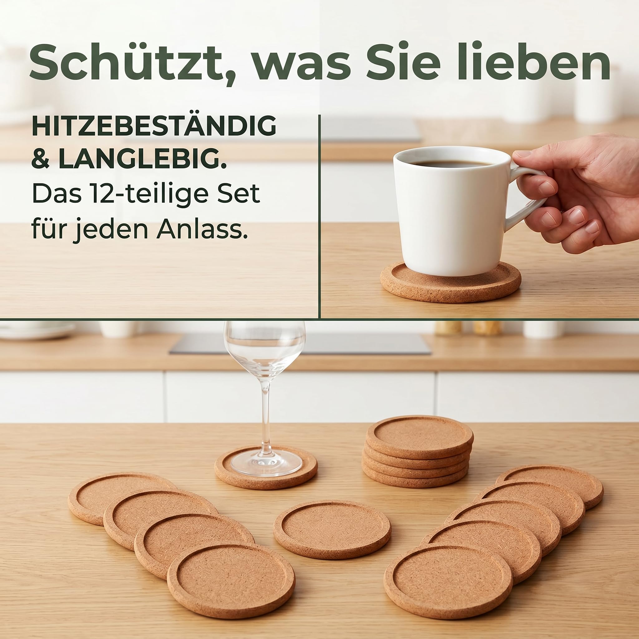 16/18Stück Einfache Korkuntersetzer mit Rand 10cm Untersetzer Korkuntersetzer Runde Saugfähige Getränkeuntersetzer für Haushalt Büro Restaurant und Bar Kork Glasuntersetzer Tisch Schutz