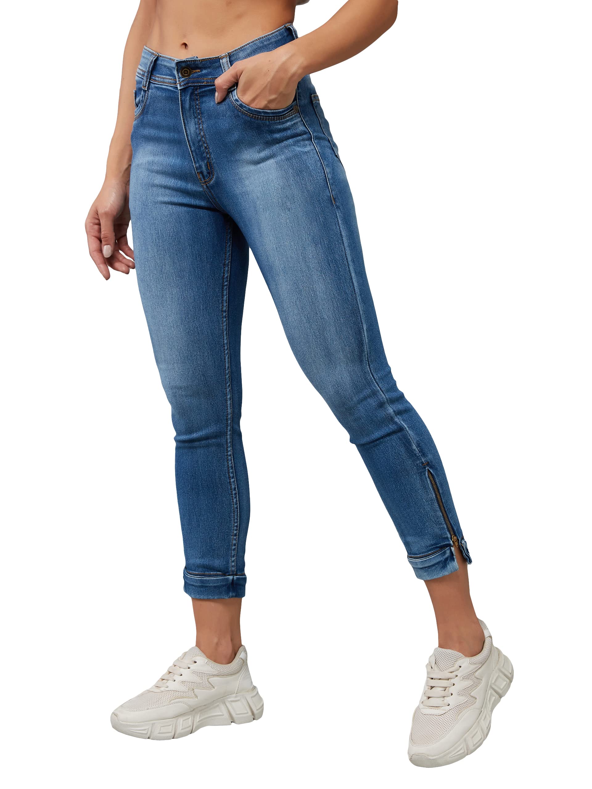 Jean extensible taille haute à effet explosif et lavage à l'acide - 7