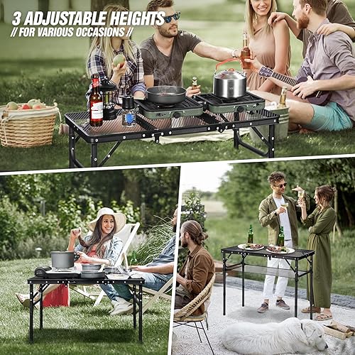 Miniatura 32 de REDCAMP Mesa plegable de 36 x 24 pulgadas para exteriores, mesa de parrilla ligera y portátil de aluminio de metal para exteriores con patas de Negro